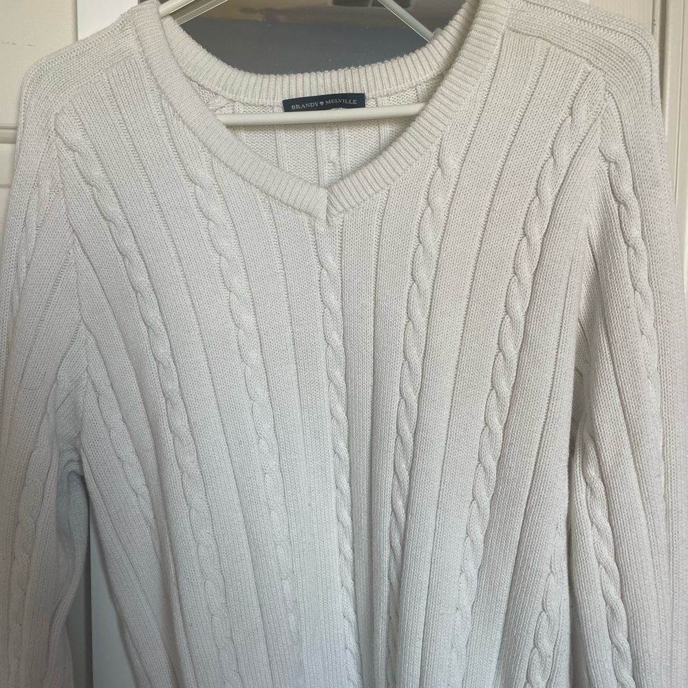 Brandy Melville White Cable Knit Sweater
